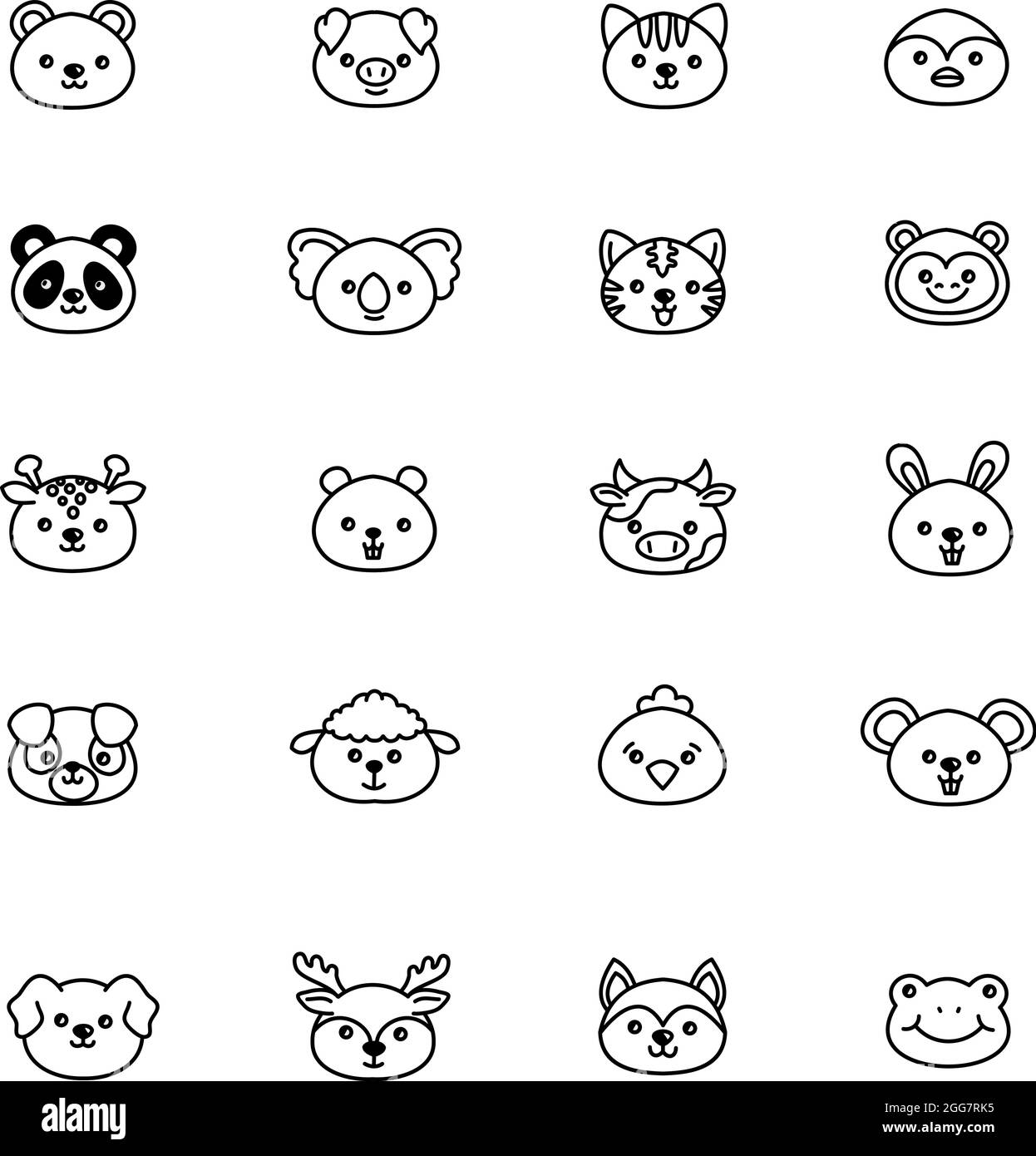 Animaux mignons, illustration, sur fond blanc. Illustration de Vecteur