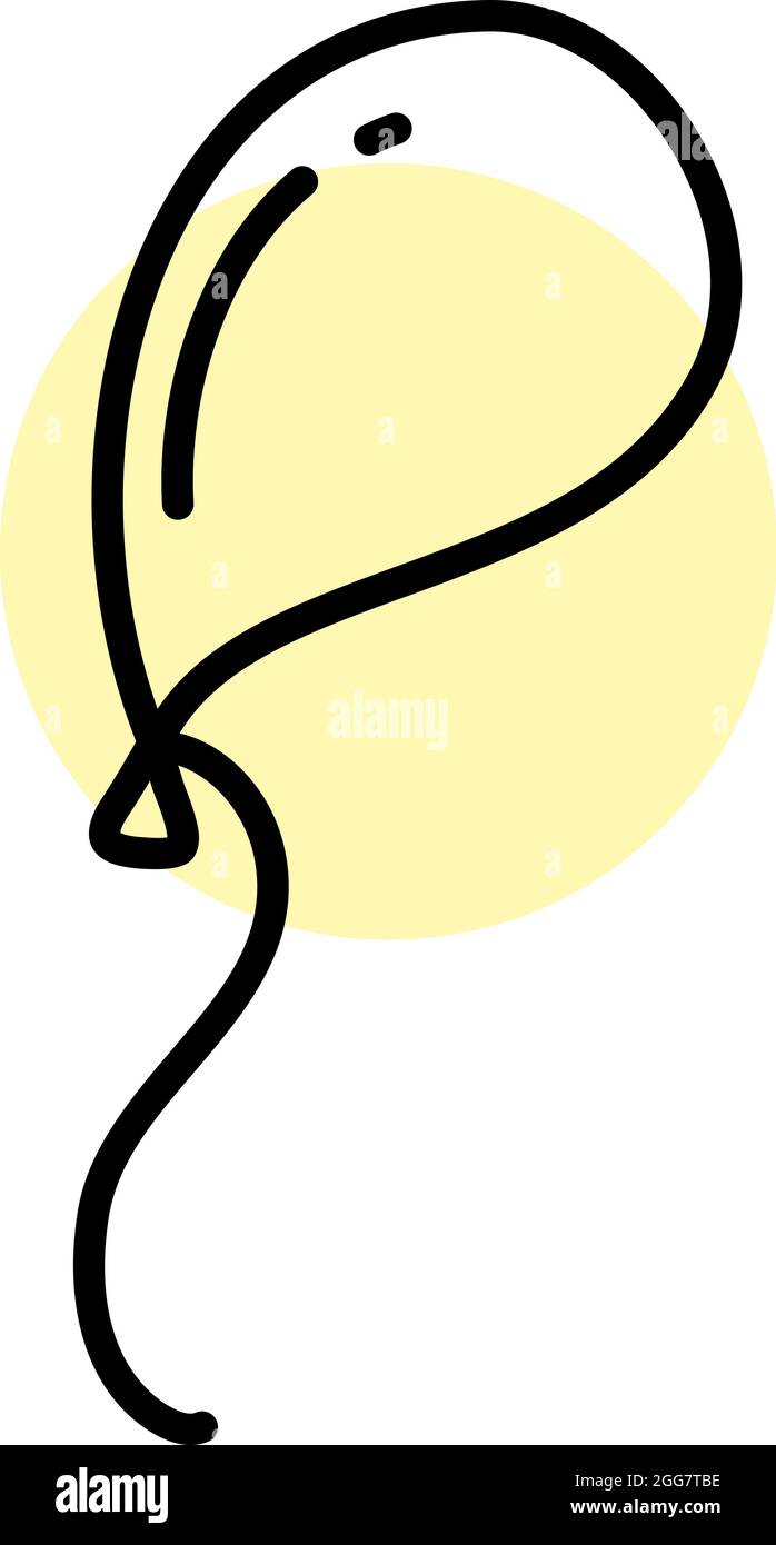 Ballon en latex jaune, illustration, sur fond blanc. Illustration de Vecteur