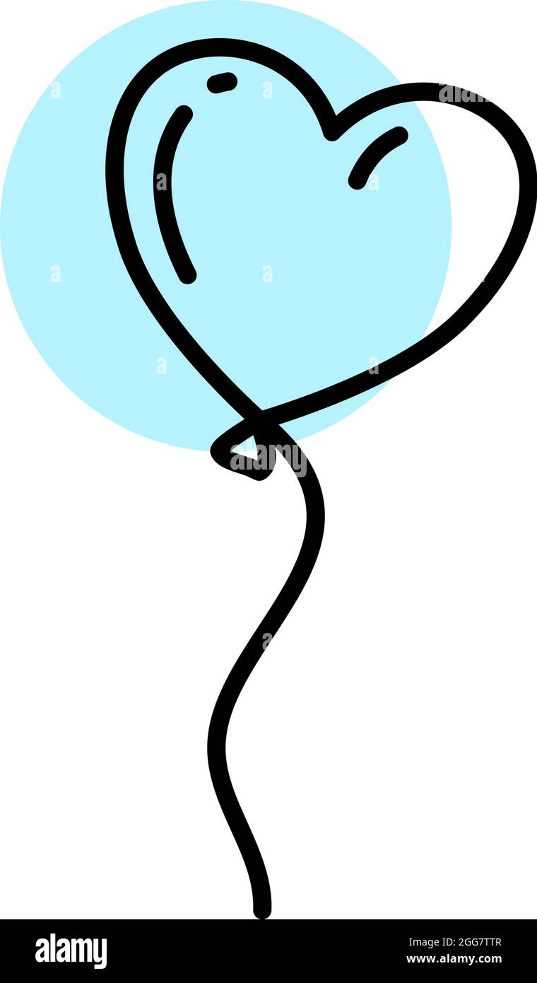 Ballon en forme de coeur bleu, illustration, sur fond blanc. Illustration de Vecteur