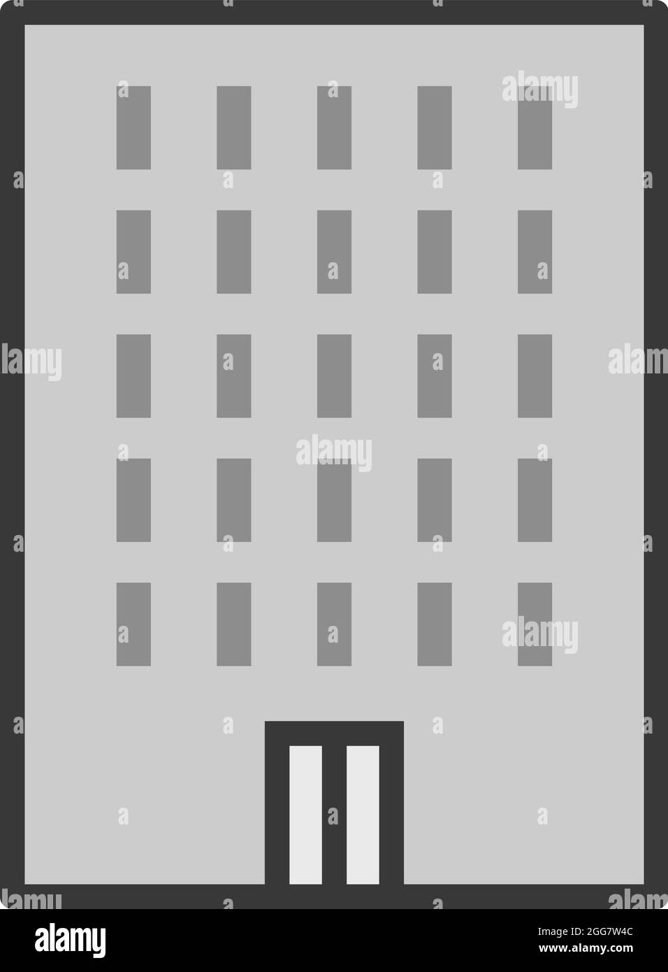 Bâtiment gris de l'hôpital, illustration, sur fond blanc. Illustration de Vecteur