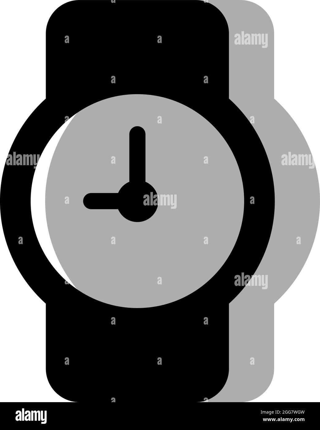 Montre-bracelet noire, illustration, sur fond blanc. Illustration de Vecteur