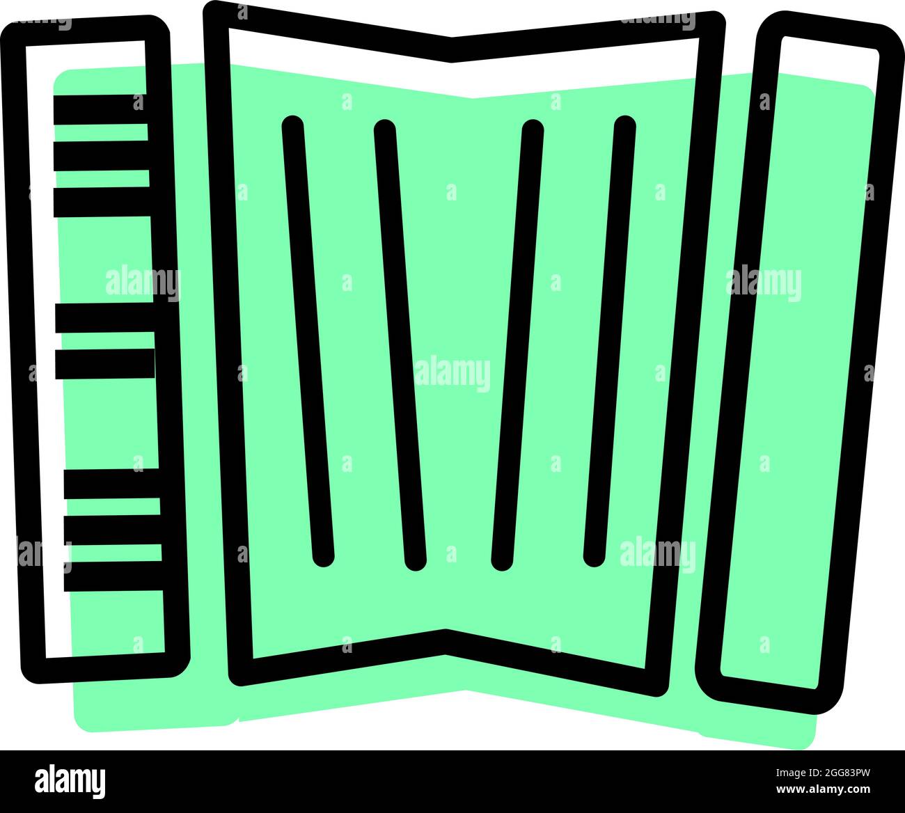 Accordéon vert, illustration, sur fond blanc. Illustration de Vecteur