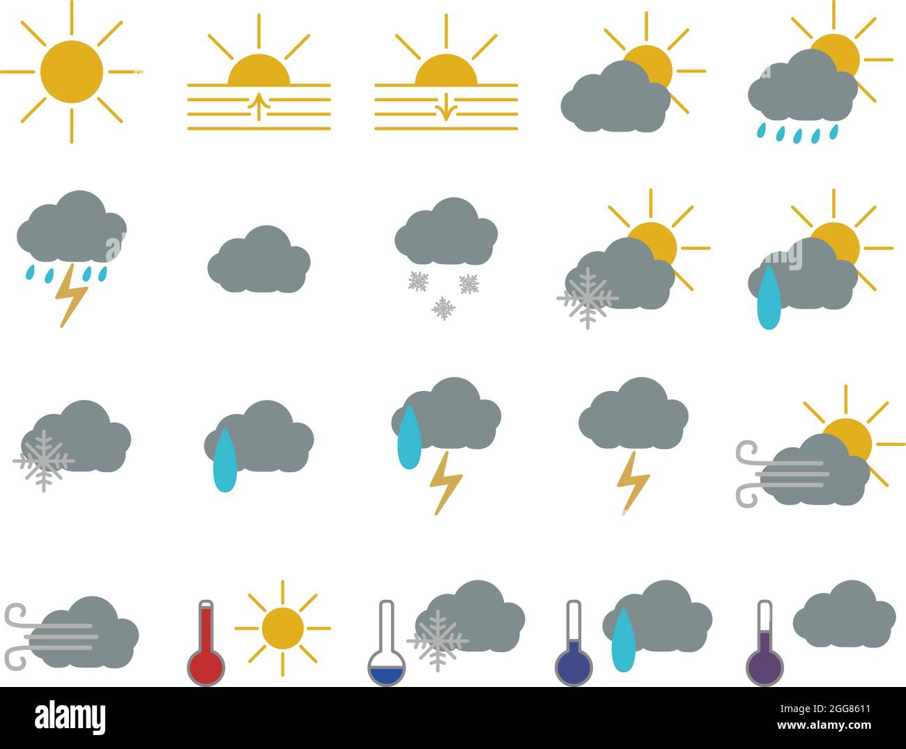 Météo, illustration, sur fond blanc. Illustration de Vecteur