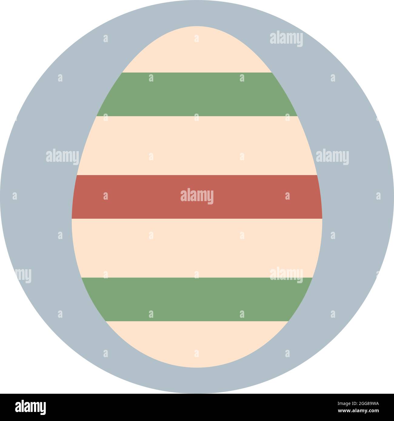 Œuf avec des bandes rouges et vertes, illustration, vecteur sur fond blanc. Illustration de Vecteur