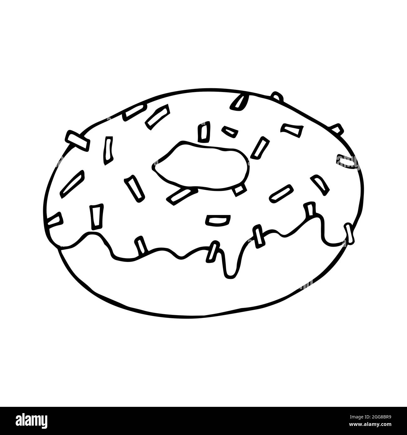 Dessin au trait Donut Doodles. Illustration vectorielle dessinée à la main. Anneau isolé sur fond blanc. Illustration de Vecteur