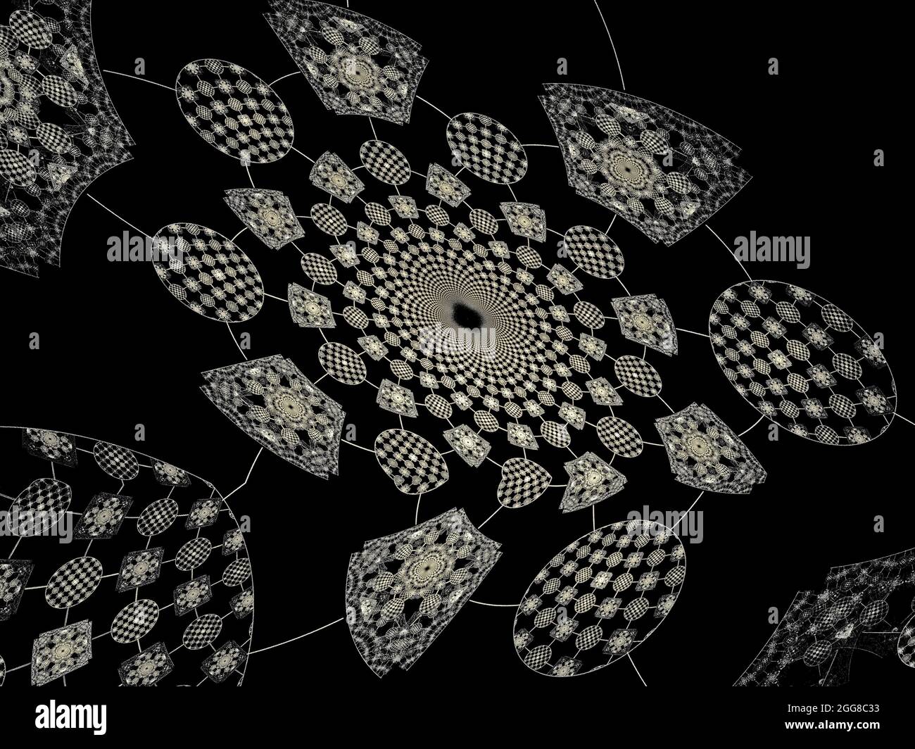 Design Fractal noir et blanc Banque D'Images