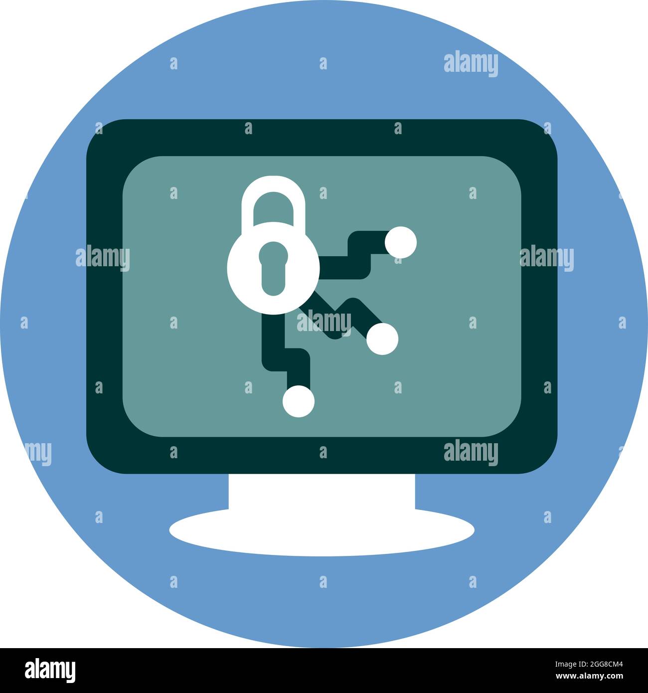 Ordinateur avec verrou, illustration, vecteur sur fond blanc. Illustration de Vecteur