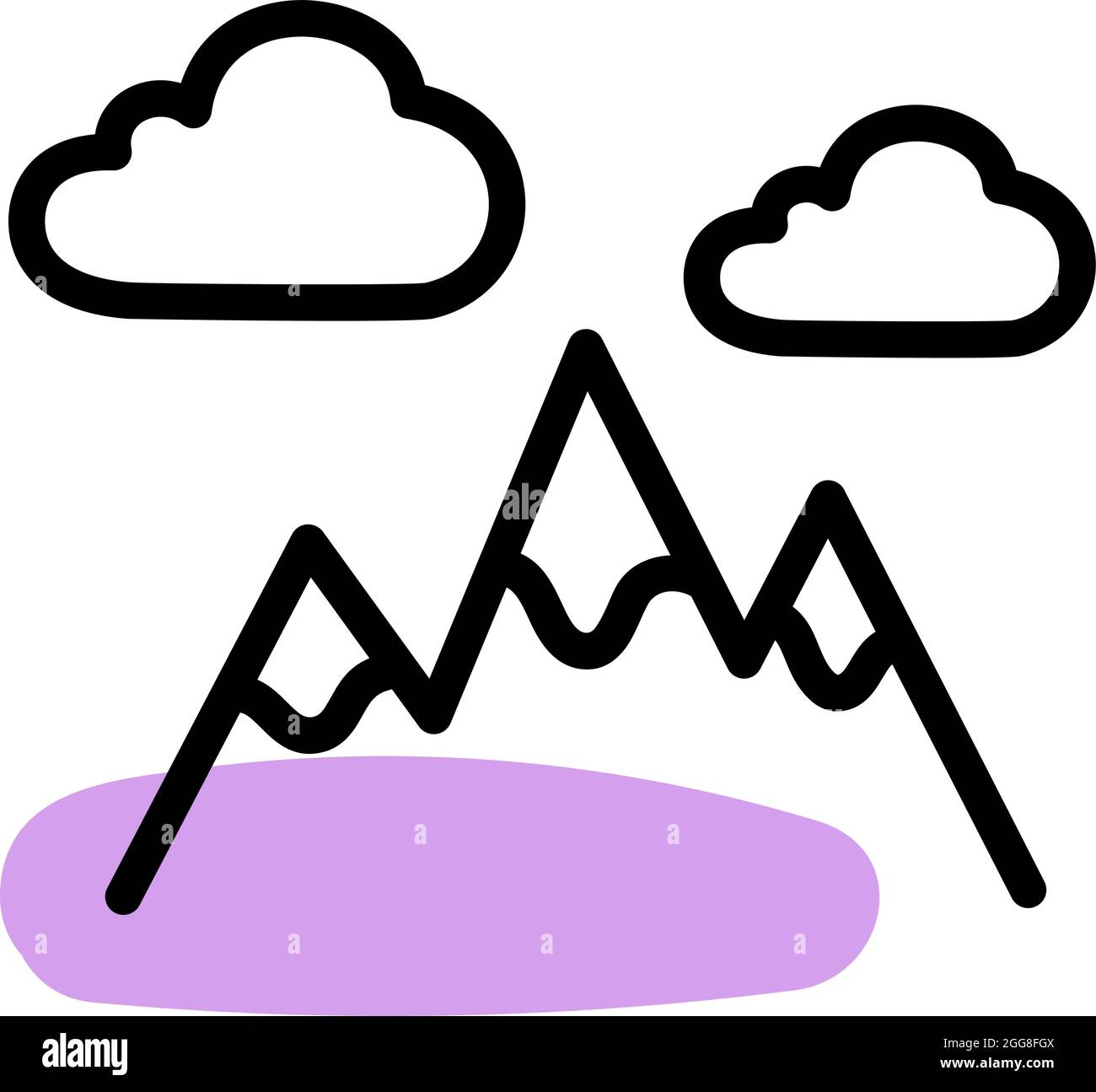 Montagnes violettes, illustration, vecteur sur fond blanc. Illustration de Vecteur