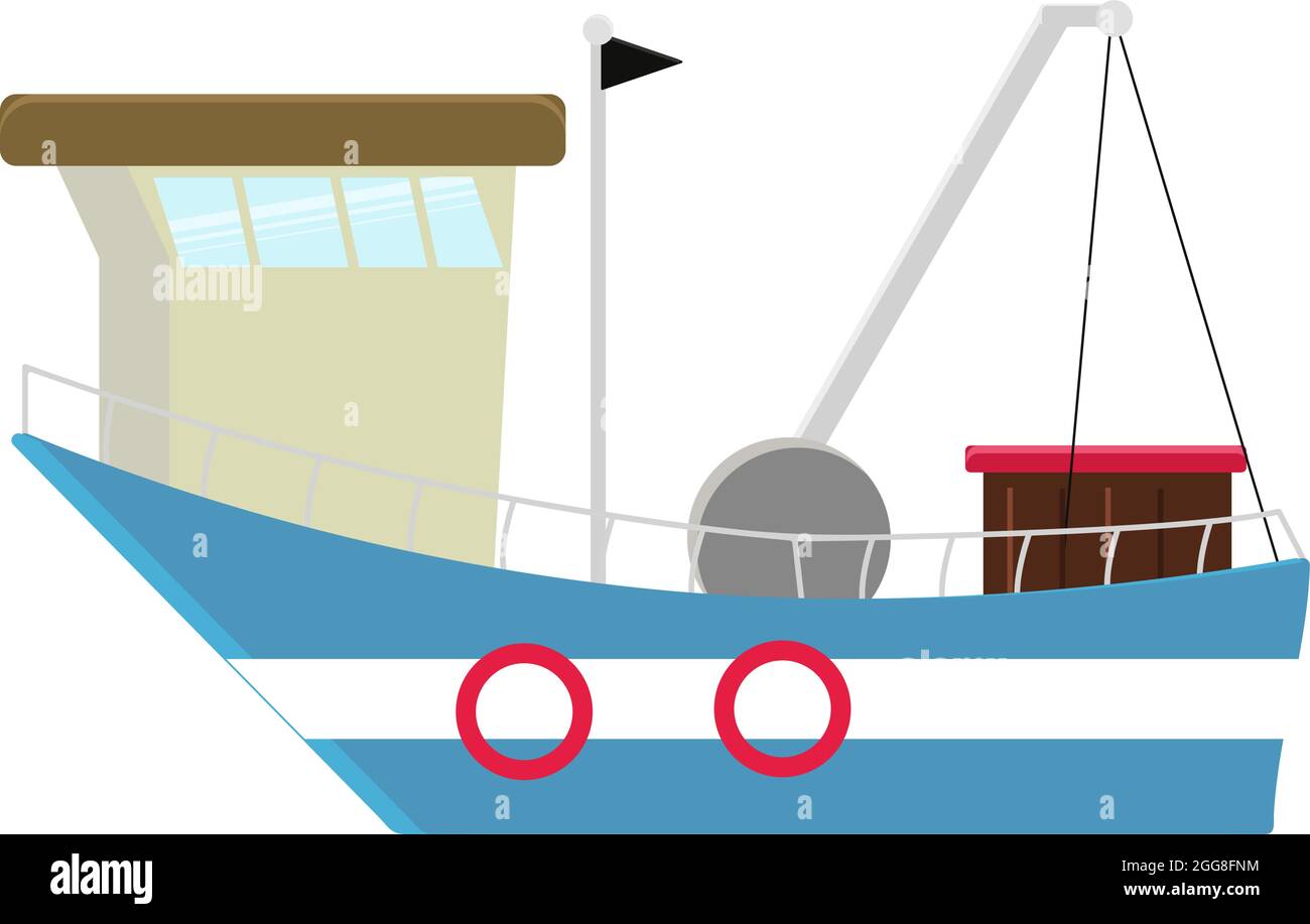 Petit bateau bleu, illustration, vecteur sur fond blanc Illustration de Vecteur