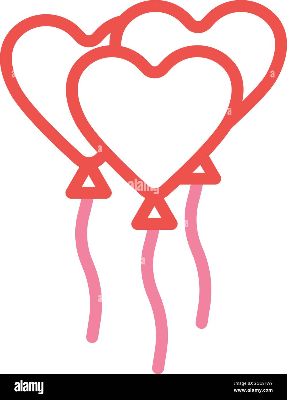 Ballons cœur rouge, illustration, vecteur sur fond blanc. Illustration de Vecteur