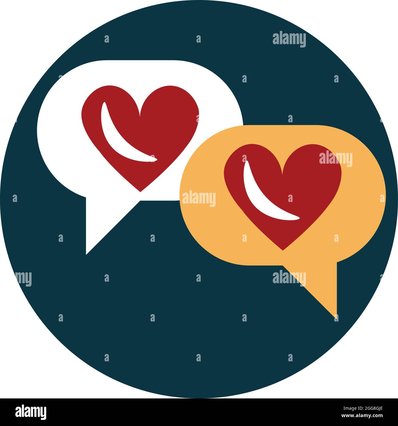 Deux têtes de chat avec coeurs, illustration, vecteur sur fond blanc. Illustration de Vecteur