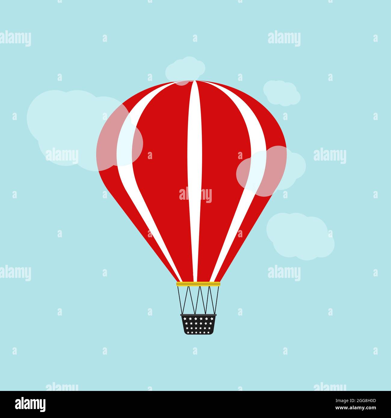 Ballon d'air rouge, illustration, vecteur sur fond bleu Illustration de Vecteur