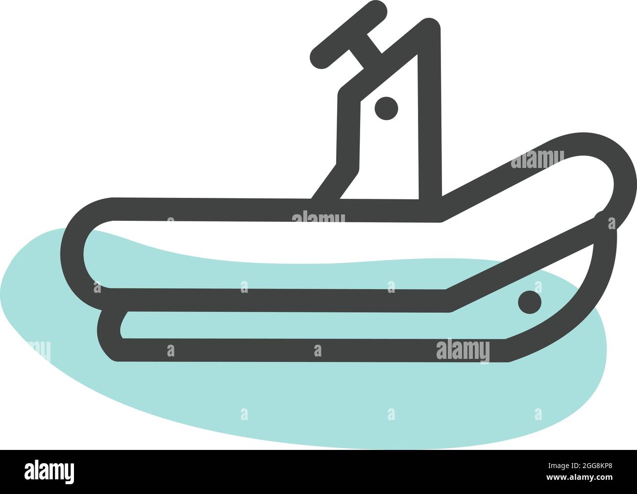 Petit bateau à moteur, illustration, vecteur, sur fond blanc. Illustration de Vecteur