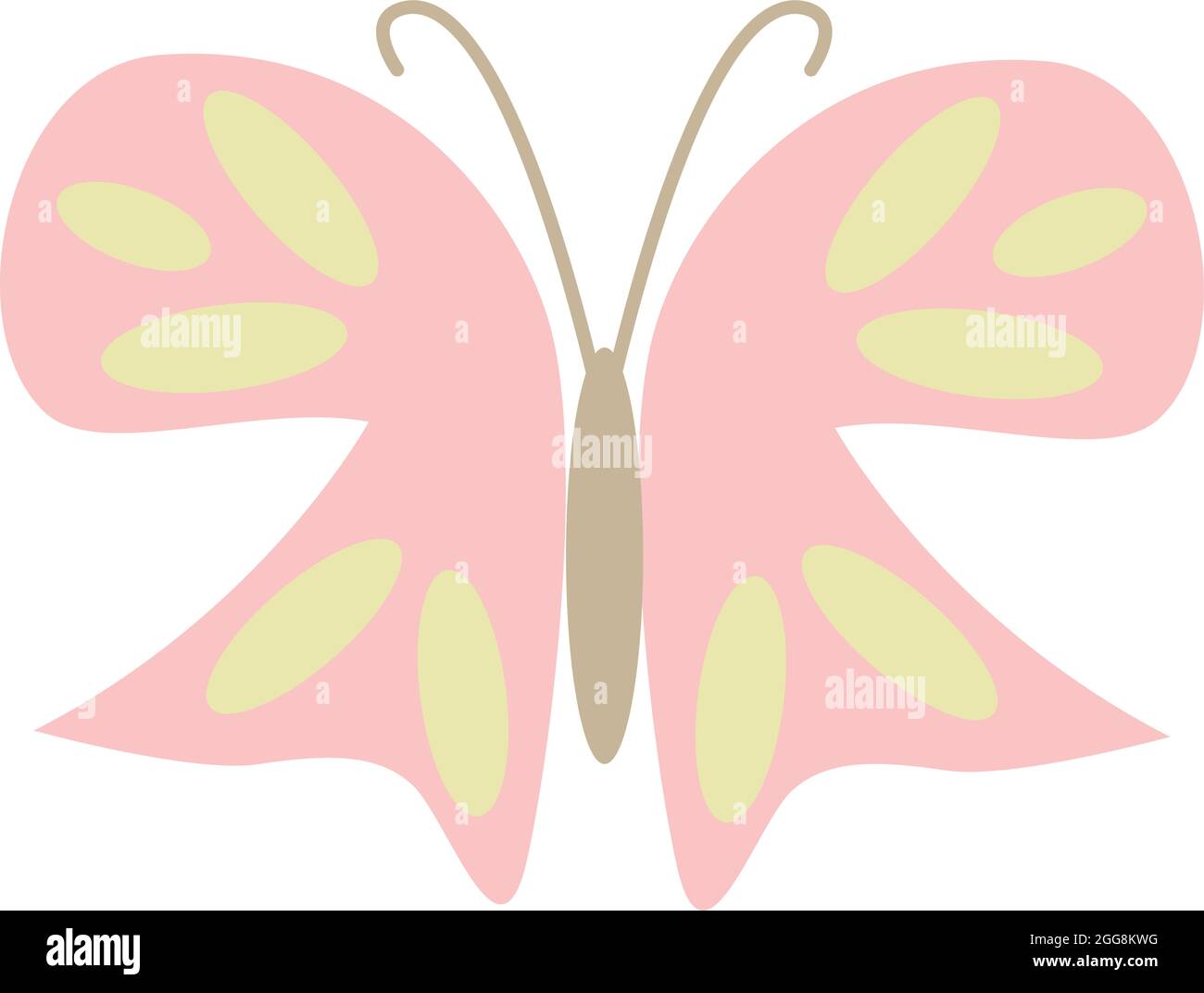 Papillon rose avec cercles jaunes, illustration, vecteur, sur fond blanc. Illustration de Vecteur