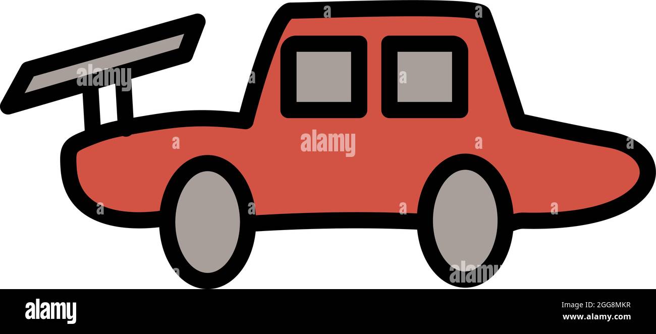 Voiture rouge avec moteur, illustration, vecteur, sur fond blanc. Illustration de Vecteur