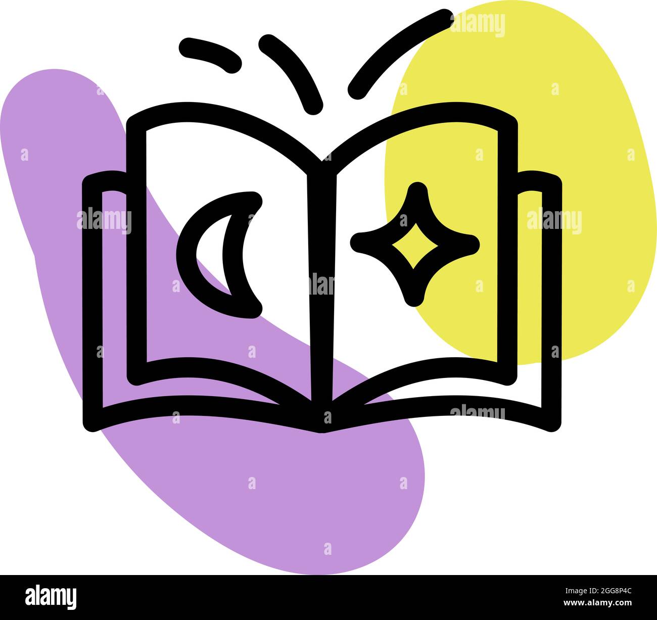 Livre magique, illustration, vecteur, sur fond blanc. Illustration de Vecteur