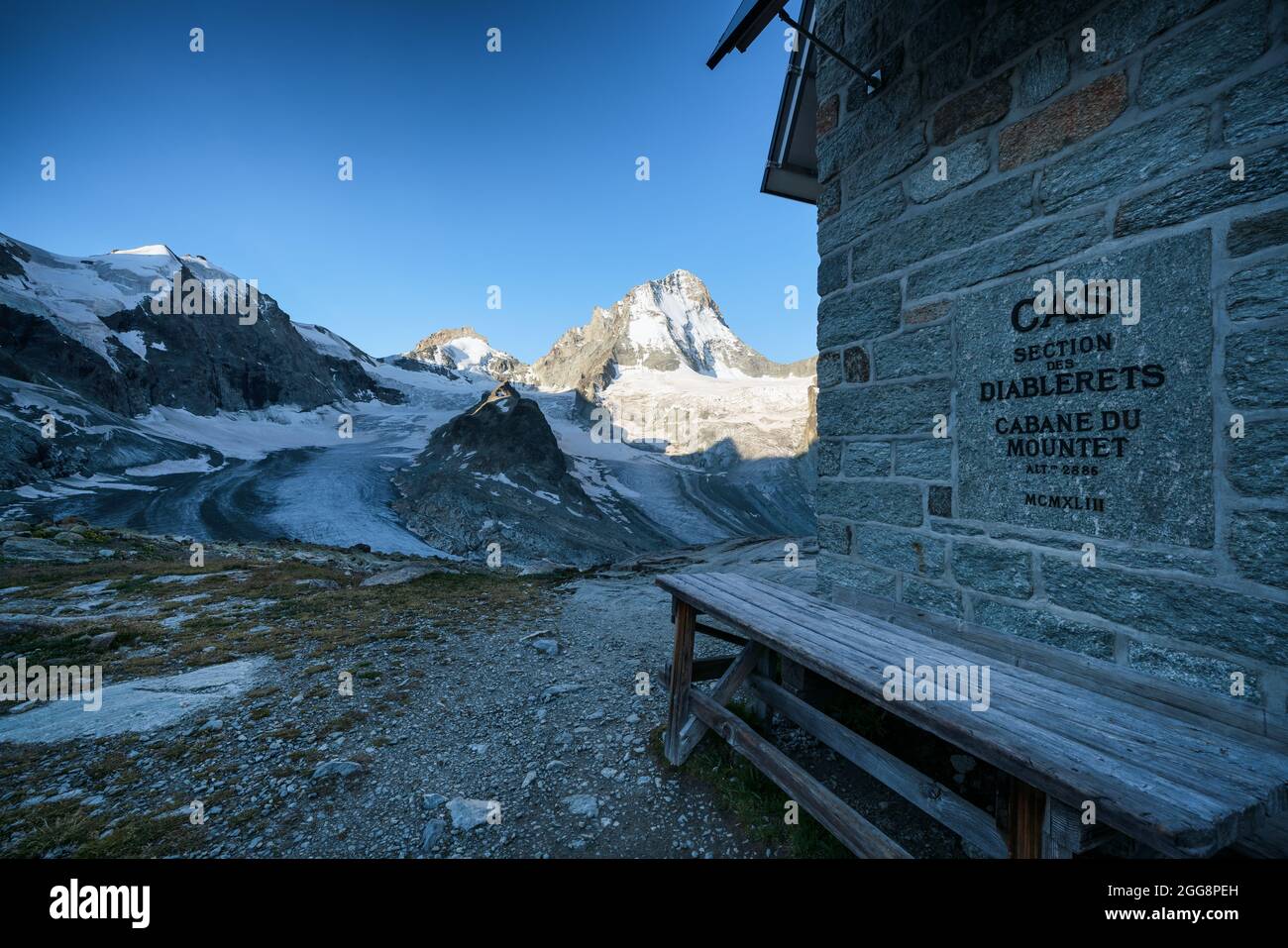 Cabane alpine Cabane du Mountet près de Zinal, Suisse, Alpes Banque D'Images