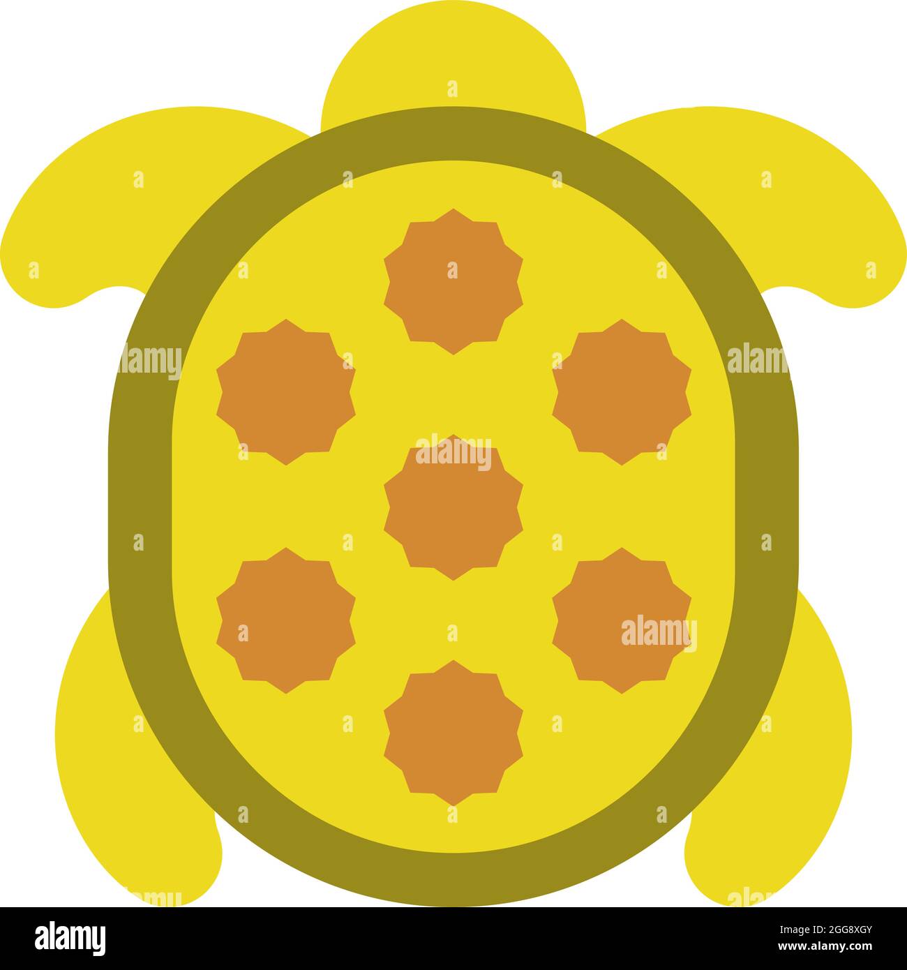 Tortue avec coquille jaune, illustration, vecteur, sur fond blanc. Illustration de Vecteur