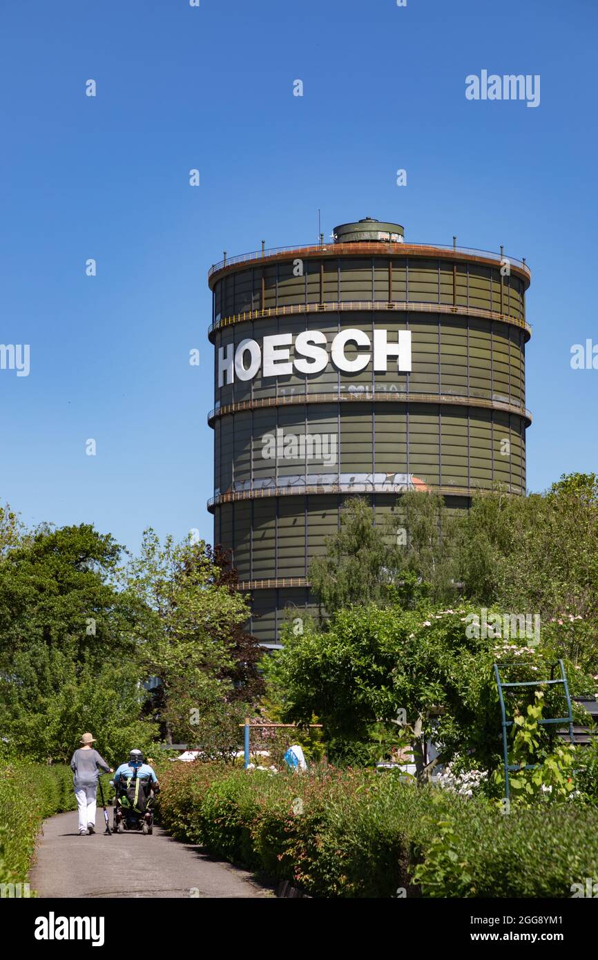 Le gasometer a été désutilisé à Dortmund, Phoenix West Banque D'Images