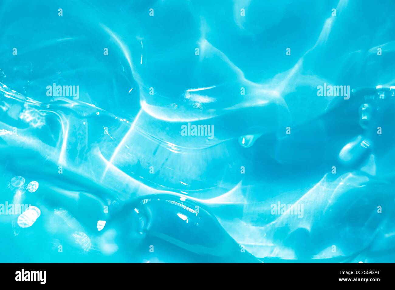 Blue liquide eau cosmétique gel texture soupirée Banque D'Images