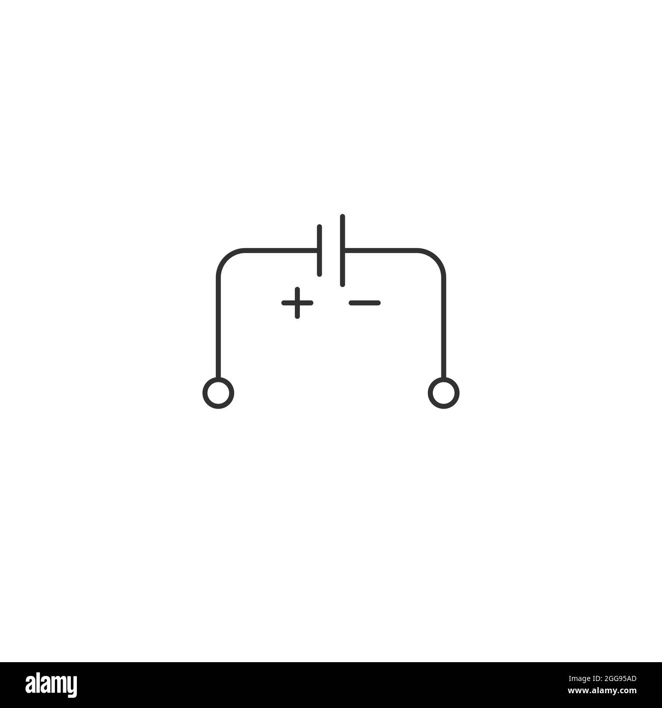 Schéma électrique de l'icône de contact de source électrique. Plus moins Illustration du schéma électrique icône de vecteur pour la conception de Web isolée sur blanc Illustration de Vecteur