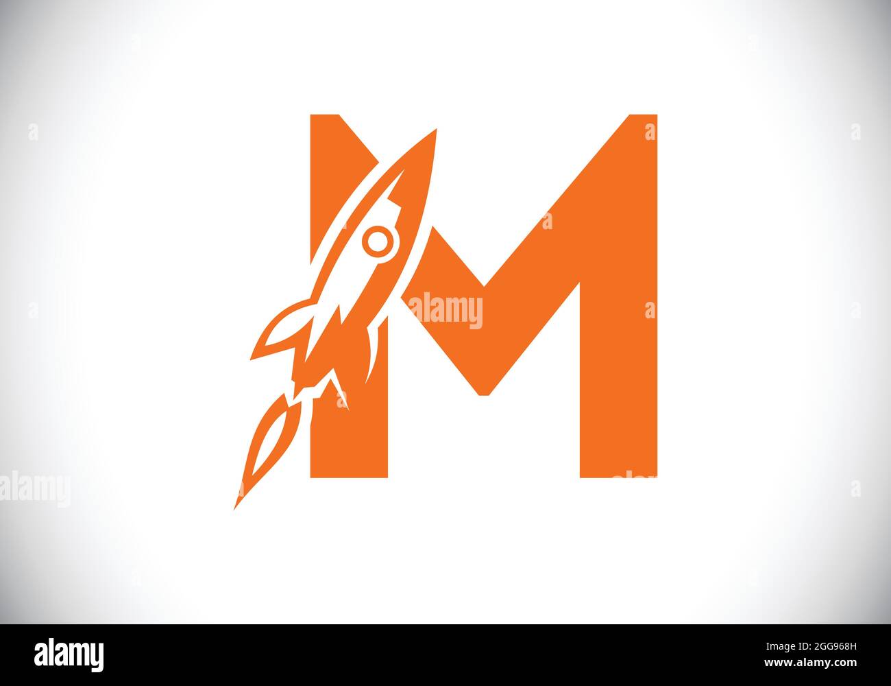 Lettre initiale M monogramme avec logo Rocket. Icône fusée. Emblème de police. Logo vectoriel moderne pour l'identité de l'entreprise et de l'entreprise. Illustration de Vecteur