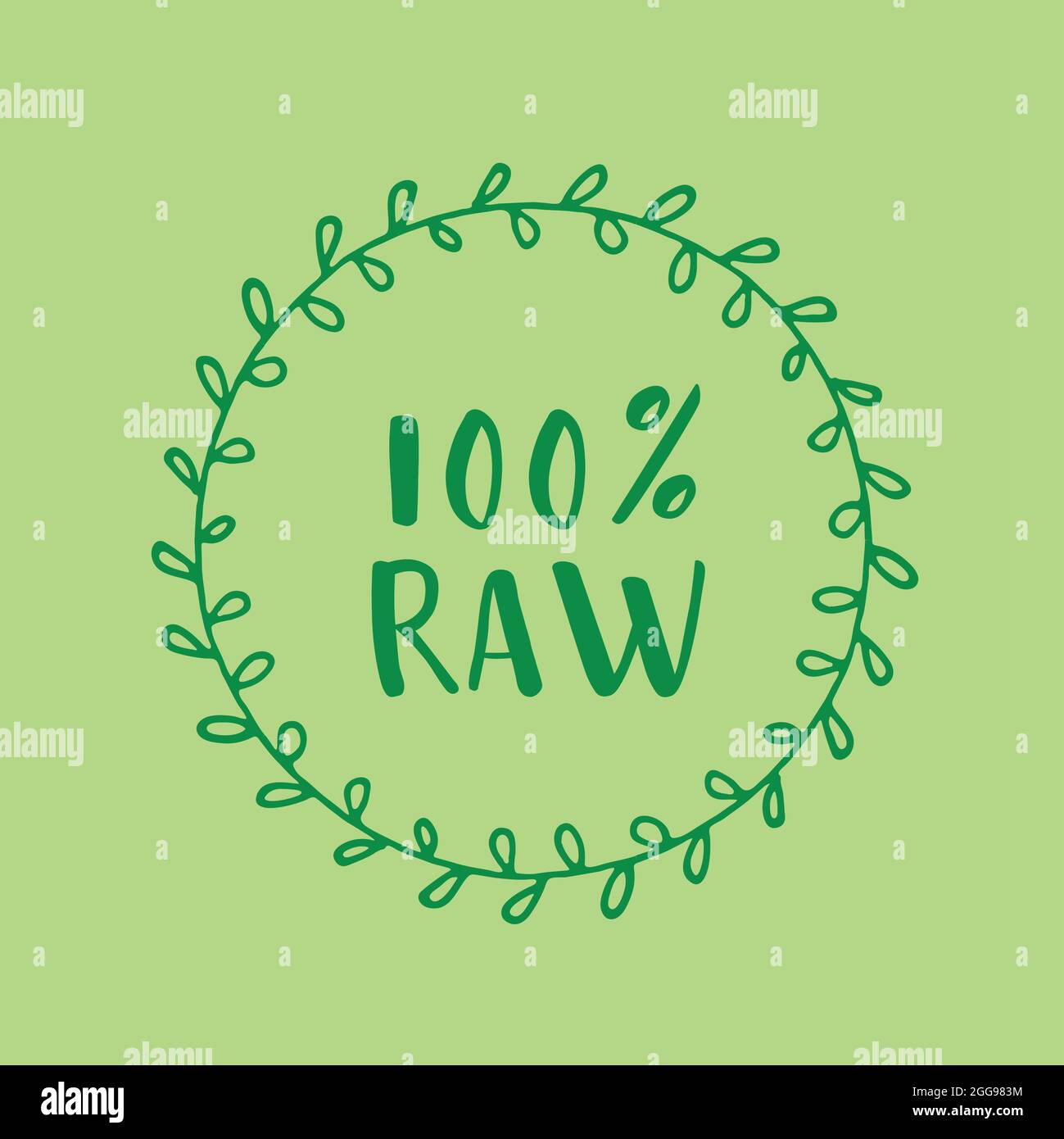 icône de logo de texte de feuille verte brute à 100 % Illustration de Vecteur