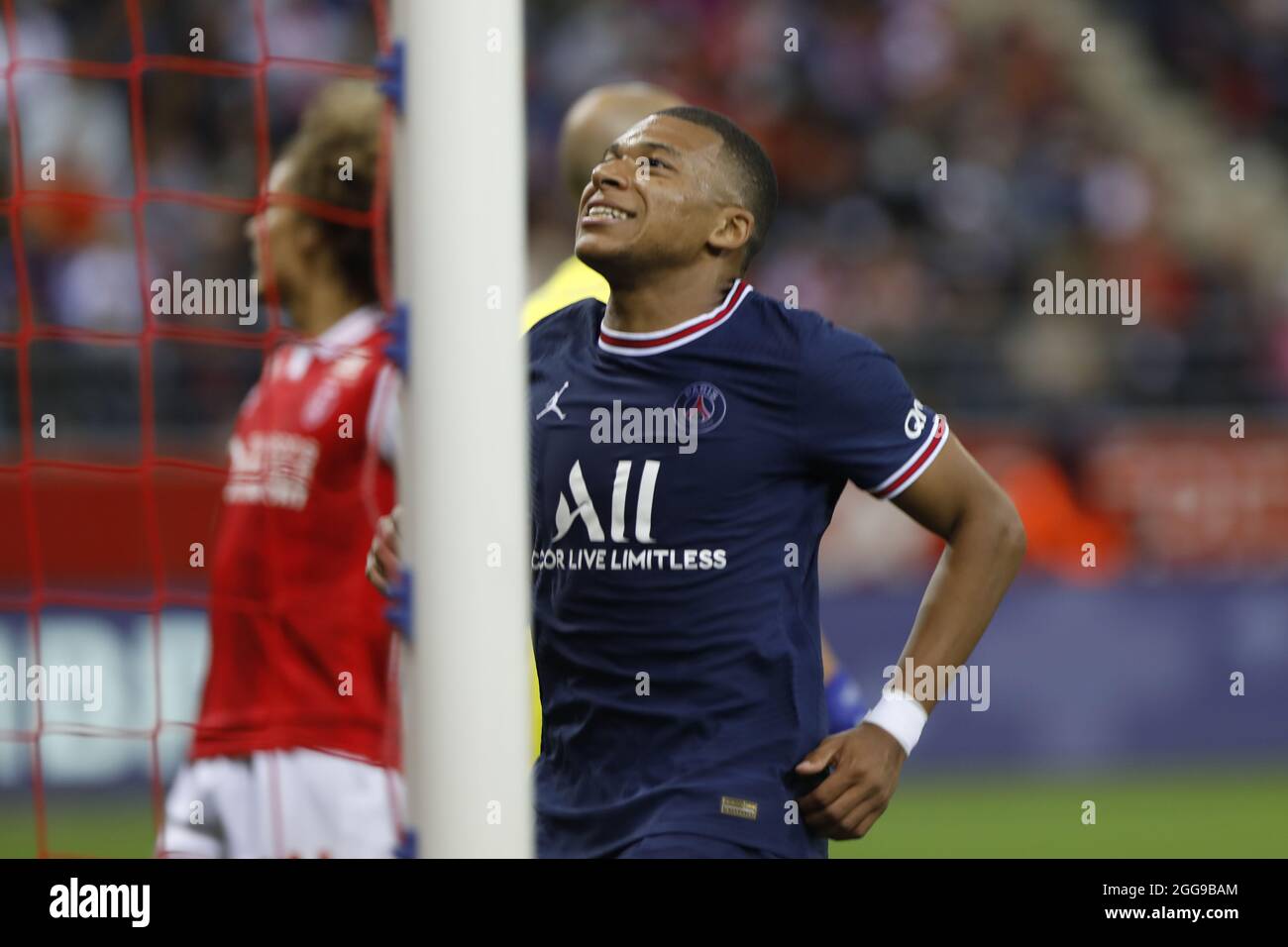 Kylian Mbappe lors du championnat français Ligue 1 de football entre le Stade de Reims et Paris Saint-Germain le 29 août 2021 au stade Auguste Delaune à Reims, France - photo Mehdi Taamallah / DPPI Banque D'Images