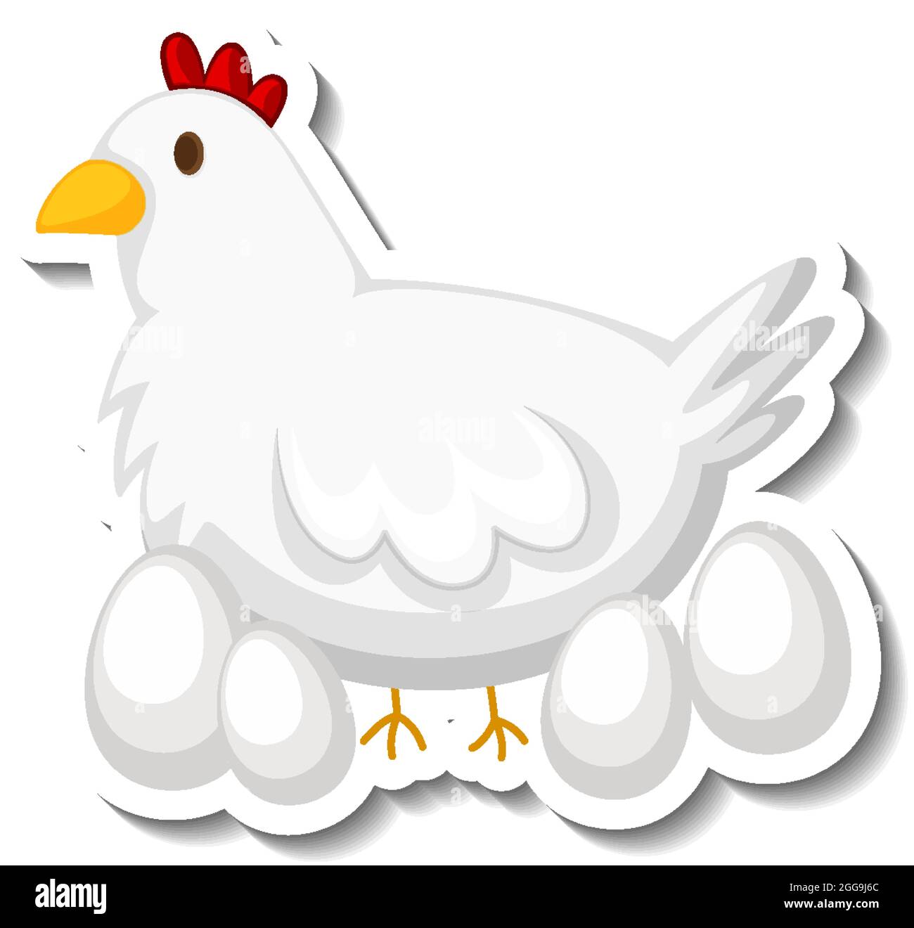 Modèle d'autocollant avec un poulet et de nombreux oeufs isolés illustration Illustration de Vecteur