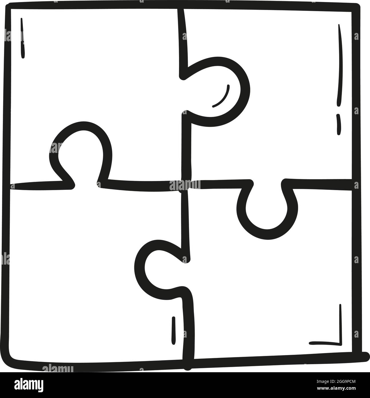 icône de puzzle dessinée à la main dans le style doodle isolé. Illustration de Vecteur