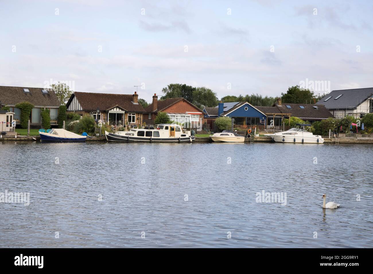 des bateaux amarrés à chertsey sur la tamise à surrey Banque D'Images