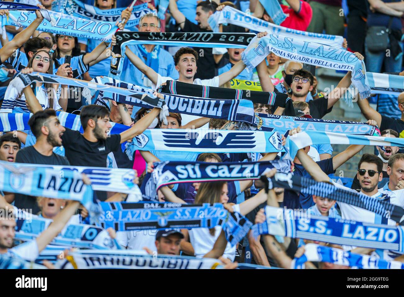 Supporters ss lazio pendant la série UN match de football entre SS Lazio et Spezia au stade Olimpico, Roma, Italie, le 28 août 2021 Banque D'Images