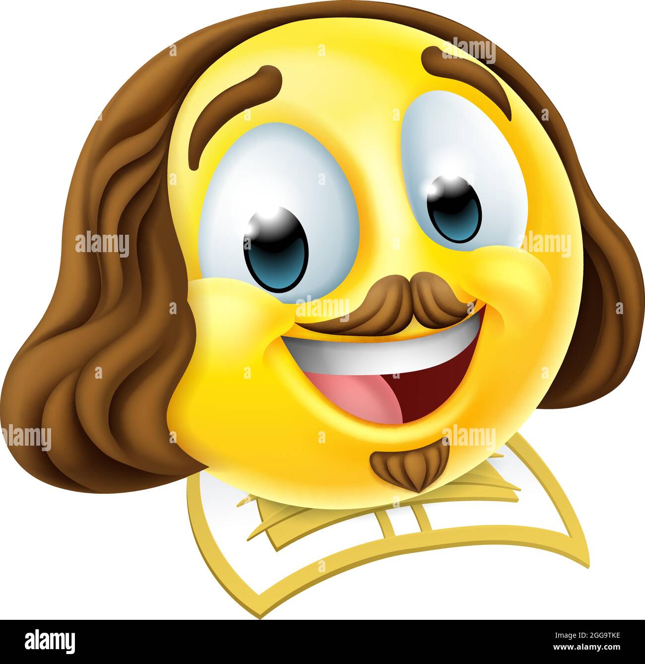 Emoticon, poète de Shakespeare, icône en forme de dessin animé Emoji Illustration de Vecteur
