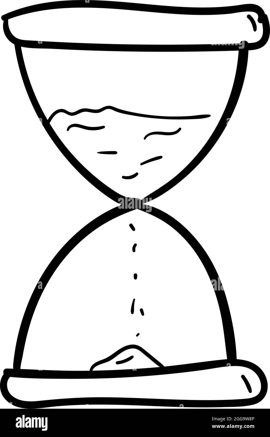 icône de sablier dessinée à la main dans le style doodle isolé. Illustration de Vecteur