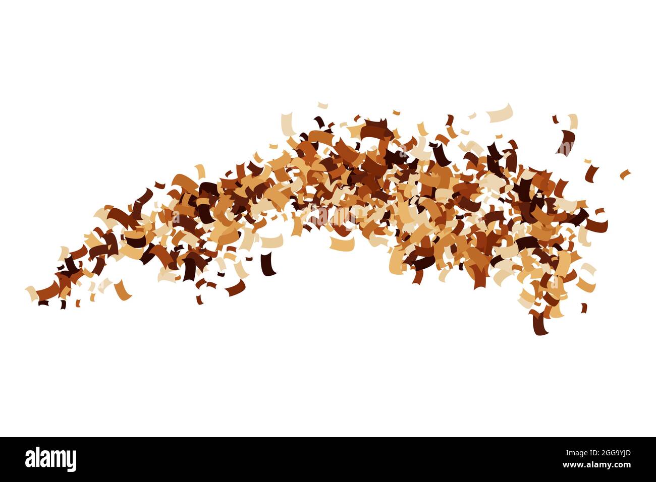 Confettis de couleur de café isolés sur fond blanc. Nuances de chocolat texture. Particules brunes. Image générée numériquement. Illustration vectorielle, EPS 10. Illustration de Vecteur