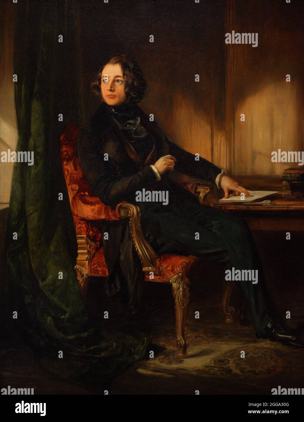 Charles Dickens (1812-1870). Romancier anglais. Portrait de Daniel Maclise (1806-1870). Huile sur toile (91,4 x 71,4 cm), 1839. Galerie nationale de portraits. Londres, Angleterre, Royaume-Uni. Banque D'Images