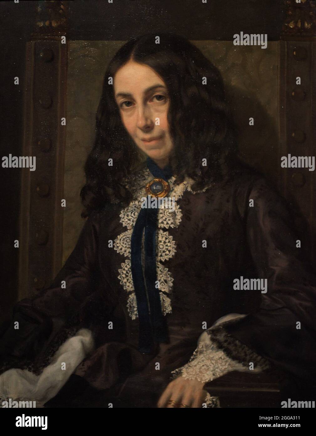 Elizabeth Barrett Browning (1806-1861). Poète anglais. Portrait de Michele Gordigiani (1830-1909). Huile sur toile (73,7 x 58,4 cm), 1858. Galerie nationale de portraits. Londres, Angleterre, Royaume-Uni. Banque D'Images