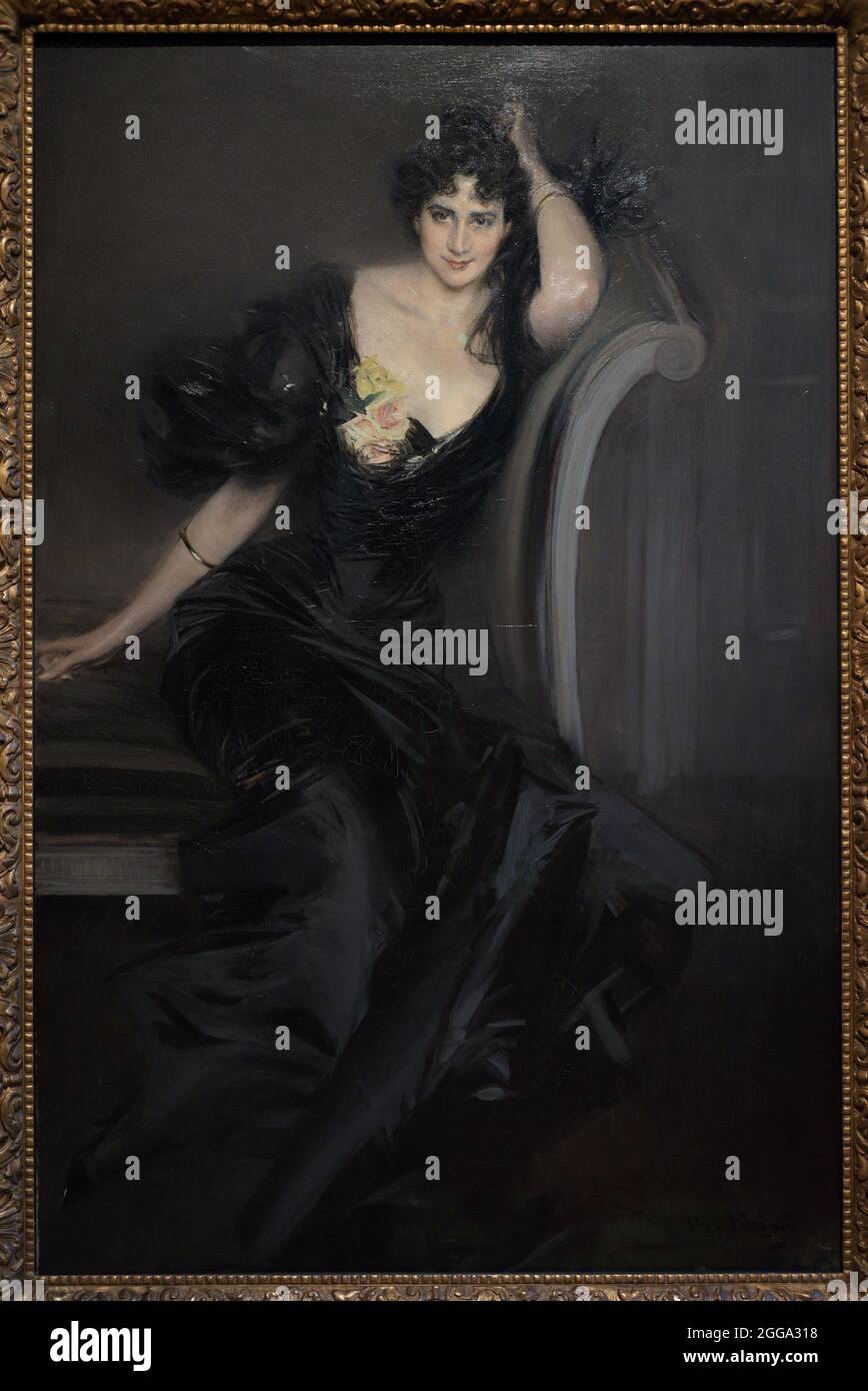 Lady Colin Campbell (Gertrude Elizabeth) (1857-1911). Journaliste, critique d'art et écrivain irlandais. Portrait de Giovanni Boldini (1842-1931). Huile sur toile (184,3 x 120,2 cm), env.1897. Galerie nationale de portraits. Londres, Angleterre, Royaume-Uni. Banque D'Images