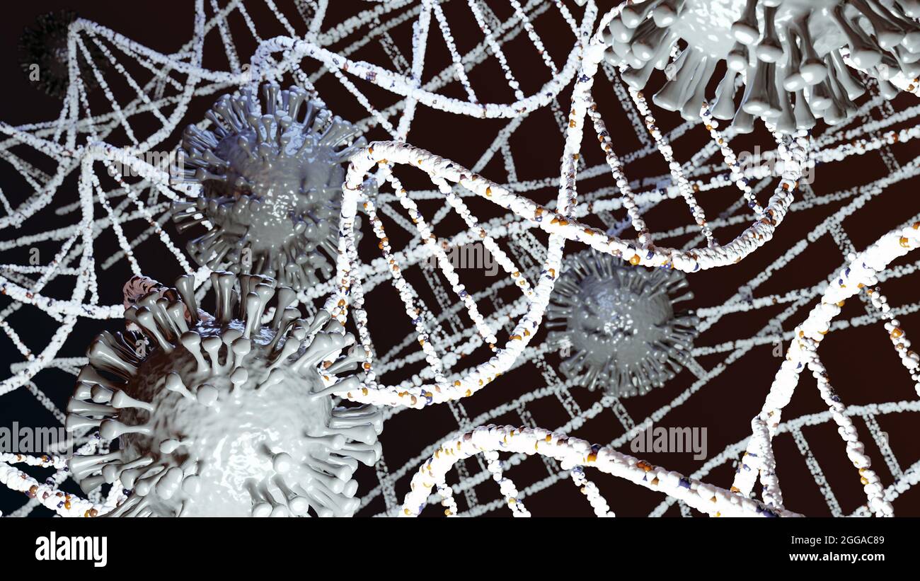 Coronavirus 2019-nCov Nouveau virus corona dans le corps humain. Le virus Corona ou d'autres cellules dangereuses qui nagent à l'intérieur d'un vaisseau sanguin. Rendu 3D de micro virus Banque D'Images