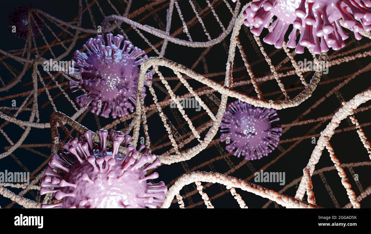 Coronavirus 2019-nCov Nouveau virus corona dans le corps humain. Le virus Corona ou d'autres cellules dangereuses qui nagent à l'intérieur d'un vaisseau sanguin. Rendu 3D de micro virus Banque D'Images