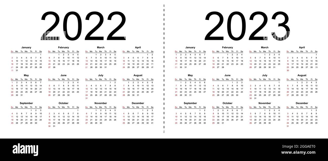 Calendrier 2023 Vectoriel Calendrier 2022, 2023. La Semaine Commence Le Dimanche, Modèle  D'entreprise. Illustration Vectorielle Isolée Sur Fond Blanc Image  Vectorielle Stock - Alamy