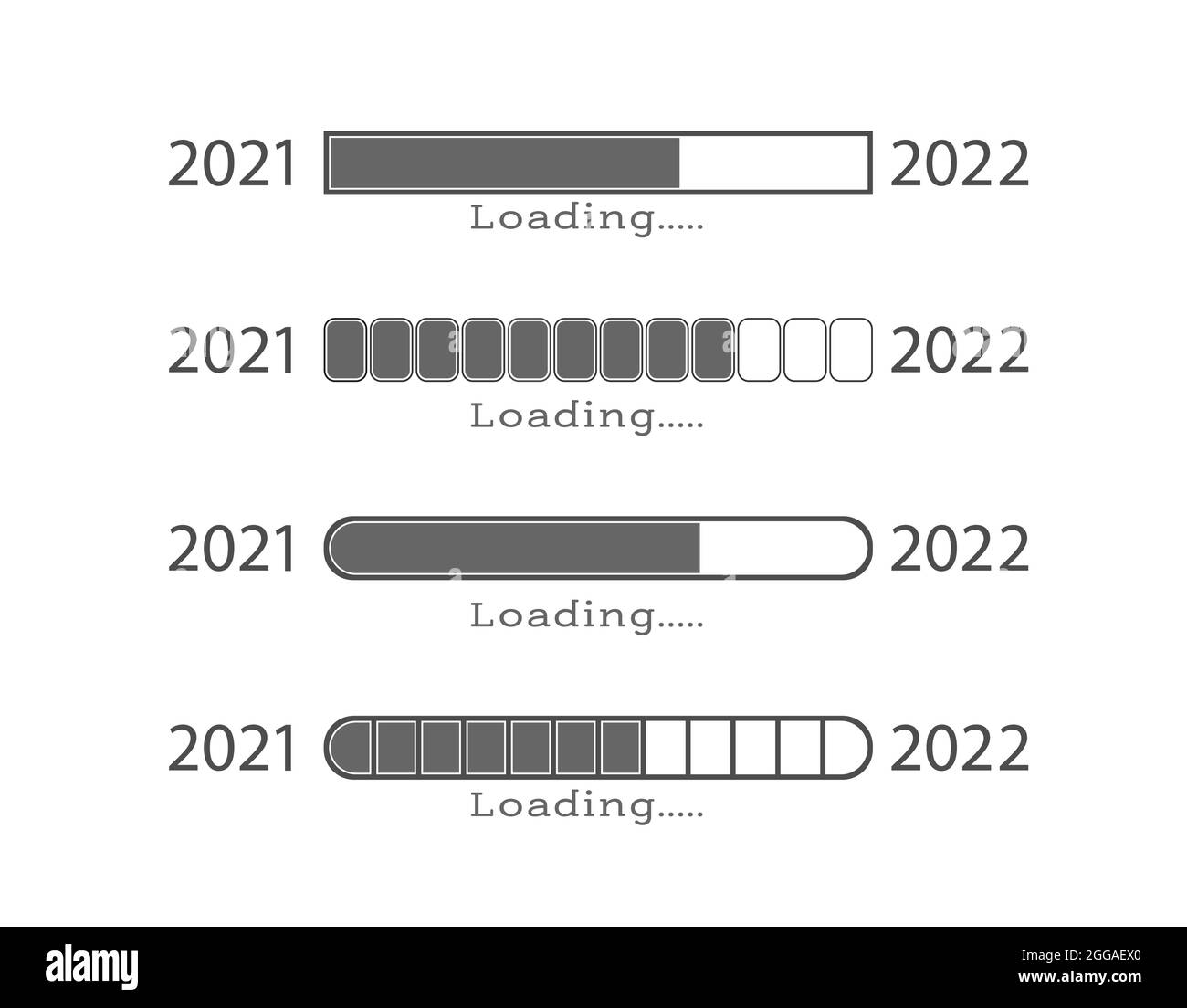 La nouvelle année est 2022. Télécharger 2022. La barre de chargement. Collection d'illustrations vectorielles pour la conception. Style plat. Illustration de Vecteur
