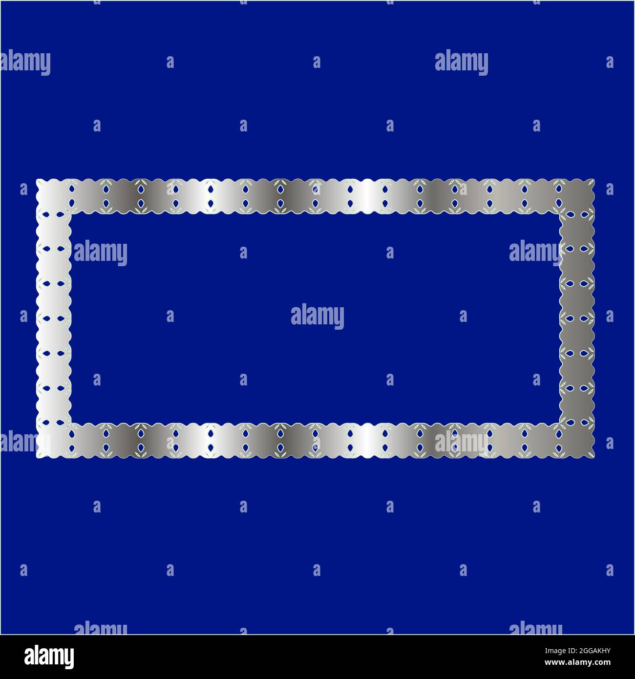 cadre argenté pour modèle de conception. Élément élégant pour le design dans le style oriental, place pour le texte.sur un fond bleu. Illustration vectorielle en dentelle pour Invit Illustration de Vecteur