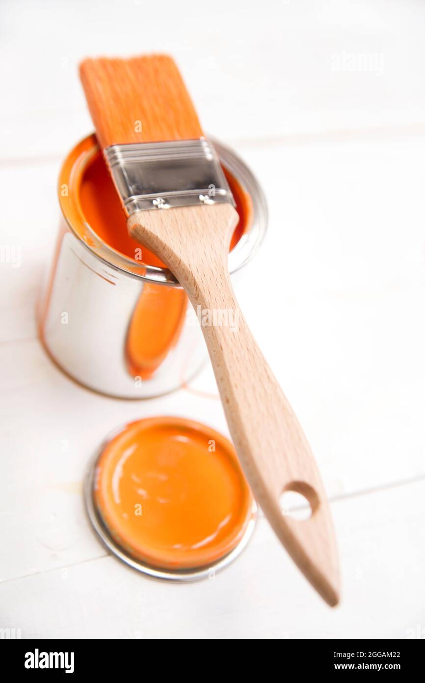 Présentation d'un pinceau avec le correspondant Banque D'Images