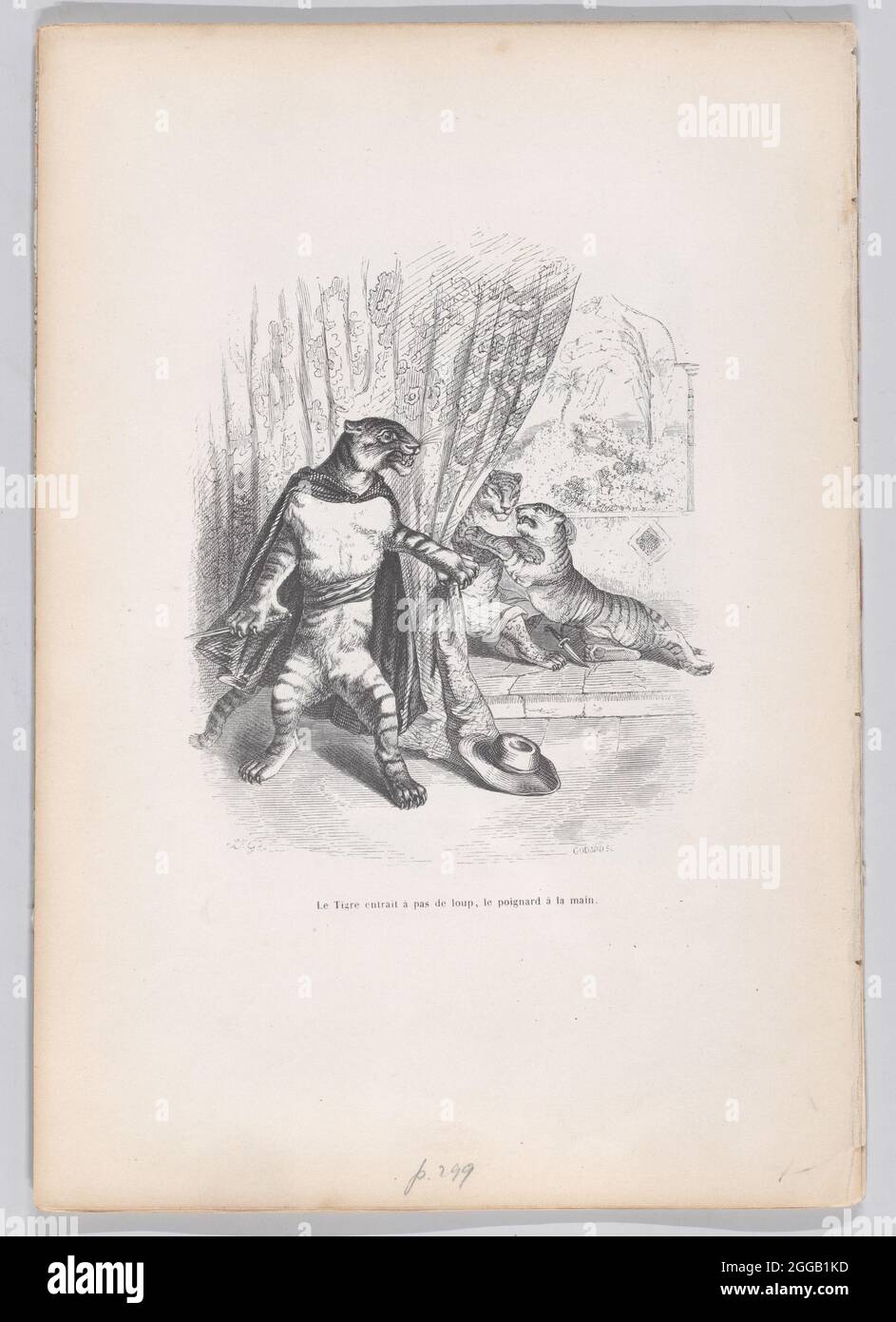 Le tigre entra furtivement, le poignard dans sa main de scènes de la vie privée et publique des animaux , ca. 1837-47. Banque D'Images