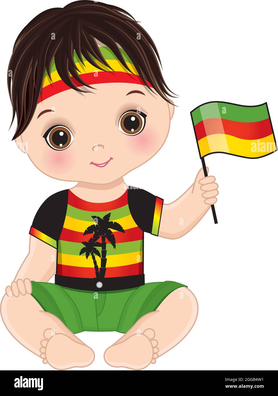 Joli petit Reggae bébé garçon drapeau de maintien Illustration de Vecteur