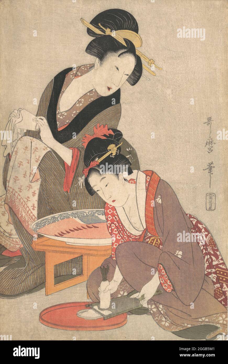 Femmes préparant Sashimi, 1806-20. Banque D'Images