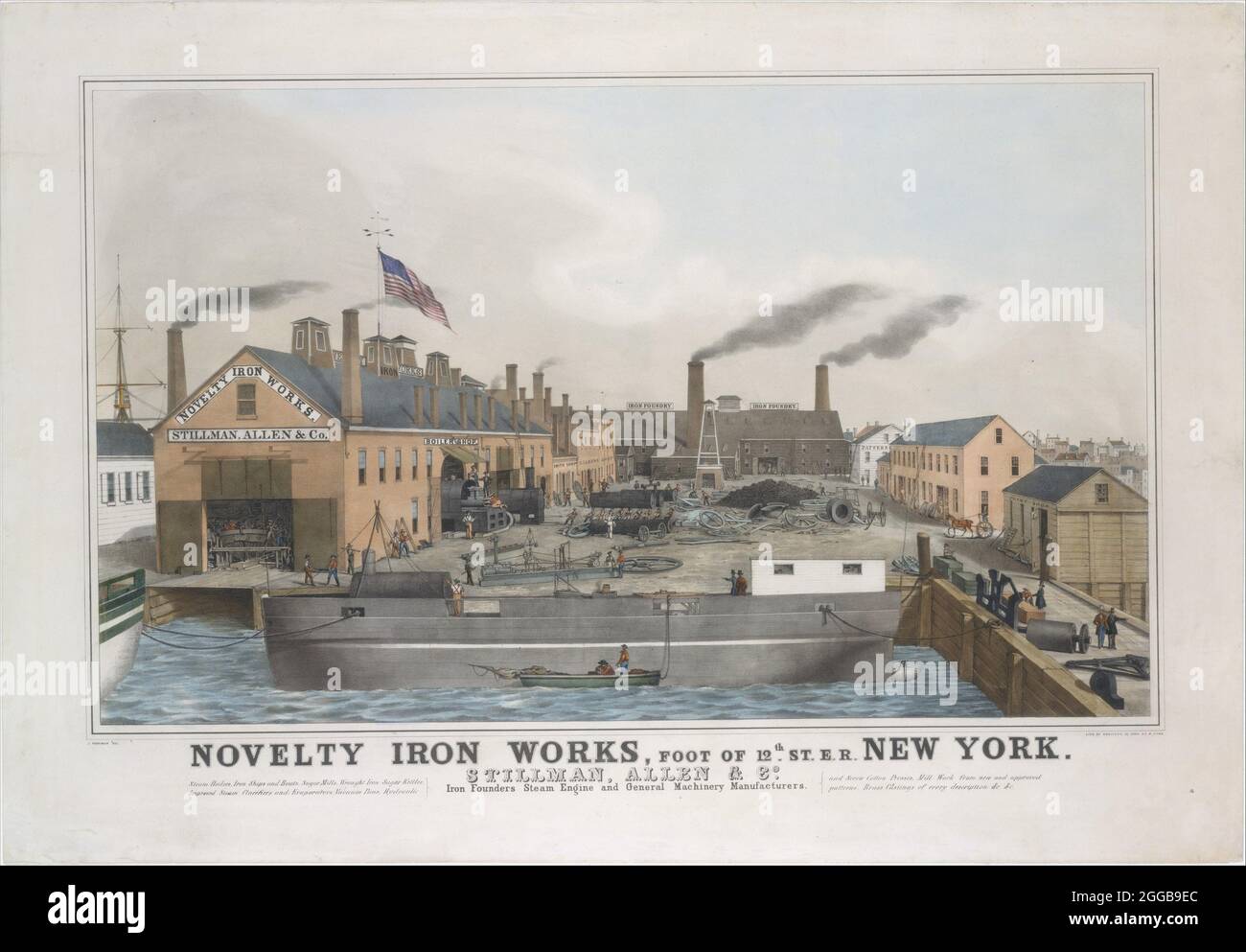 Œuvres de fer de fantaisie, pied de la 12e rue E.R. New York. Stillman, Allen & amp; Co., Iron Founders, Steam Engine et General Machinery Manufacturers, 1841-44. Banque D'Images