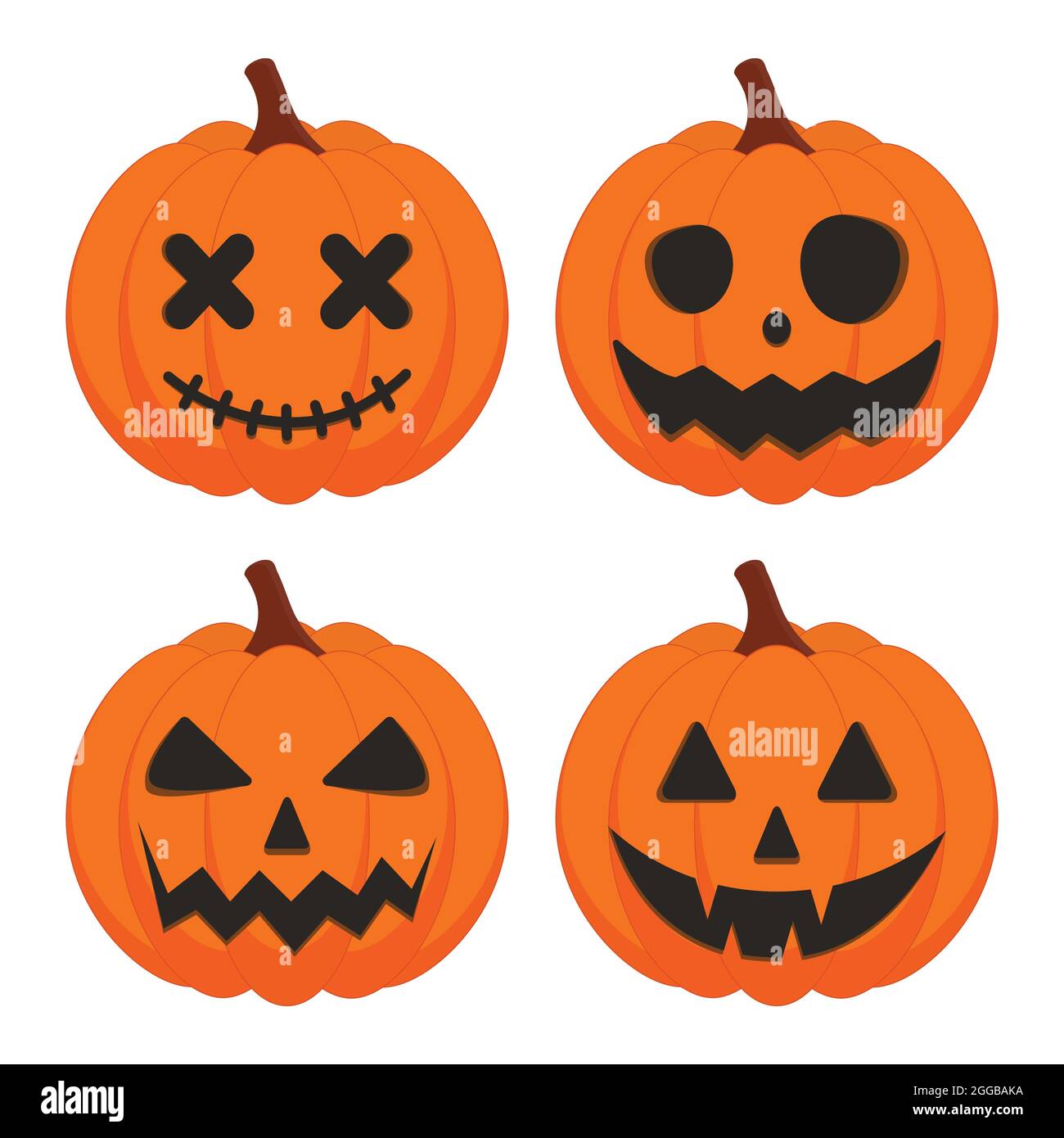 Ensemble de vecteurs de citrouille d'Halloween isolé sur fond blanc. Ensemble de citrouilles d'Halloween avec lanterne Jack O effrayante. Illustration de Vecteur