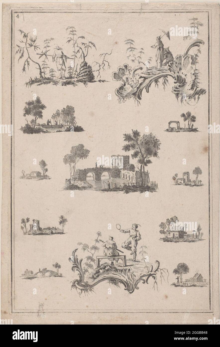 Ornements chinoiserie, env. 1770. Banque D'Images